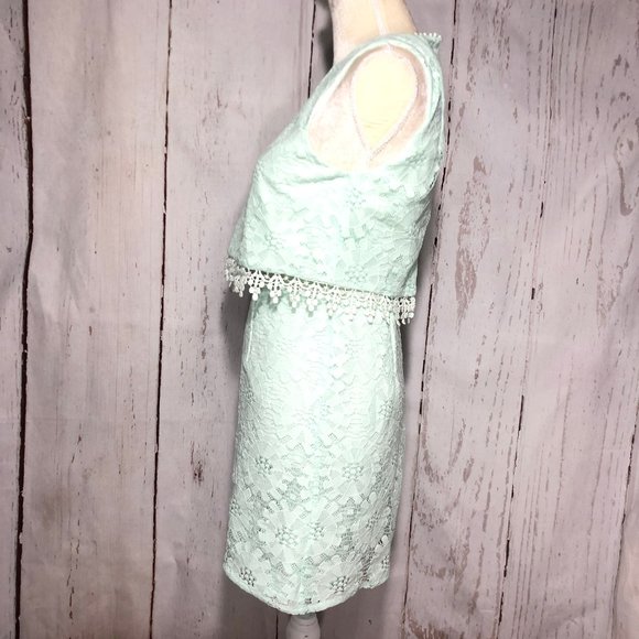 TOPSHOP SLEEVELESS MINT LACE MINI DRESS SIZE 4 - Picture 3 of 8